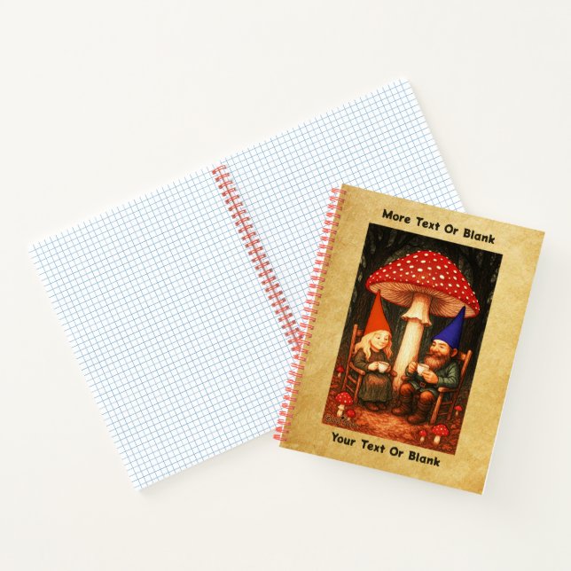 Amanita Mushroom and Gnomes Notebook (Inside)