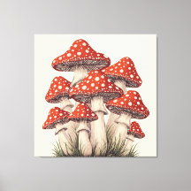 Amanita Mushroom Cluster -Retro Cottagecore Whimsy