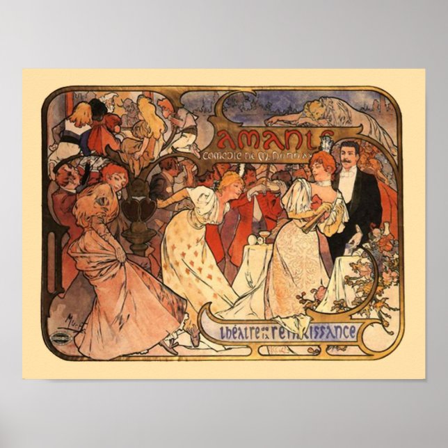 Amants, Alphonse Mucha Poster (Front)