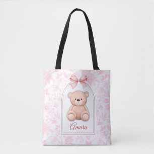 Amara Custom Pink Teddy Bear Nursery Design Tote Bag