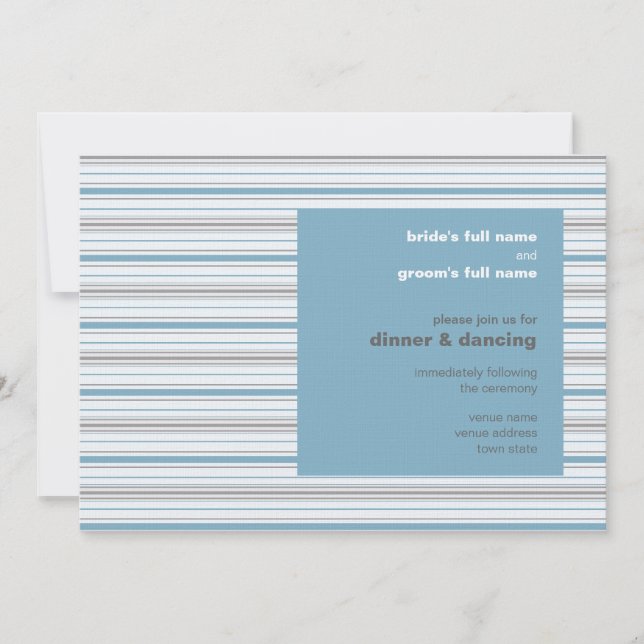 Amara Stripe Cornflower Wedding Reception Invite (Front)