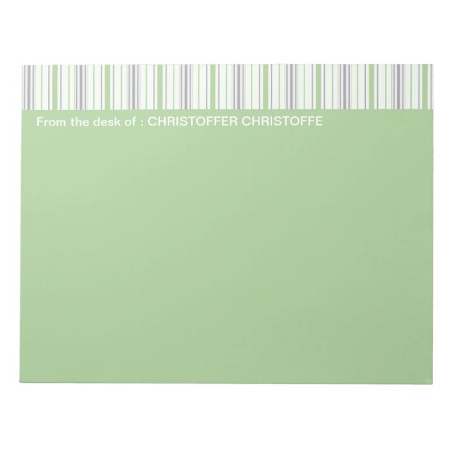 Amara Stripe pistachio From The Desk Of Notepad (Front)