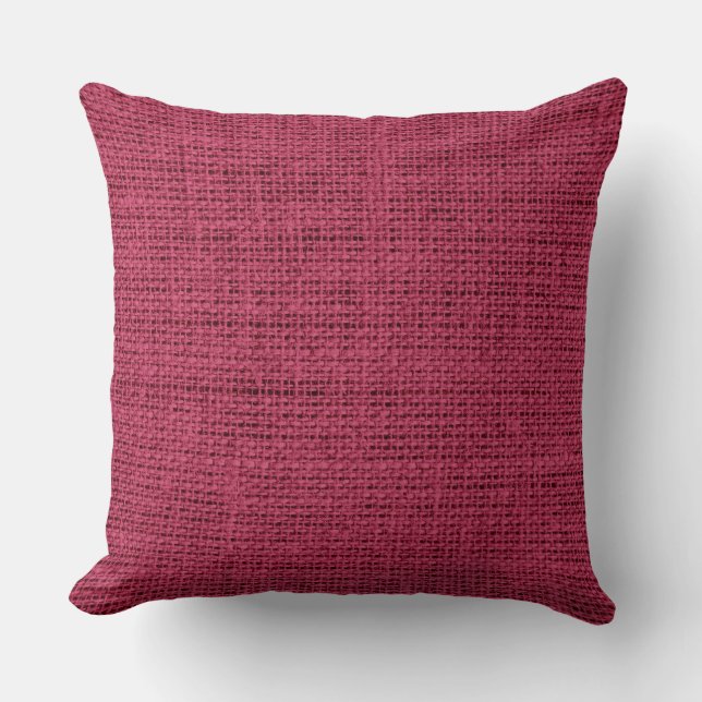 Amaranth deep purple burlap linen background cushion (Front)