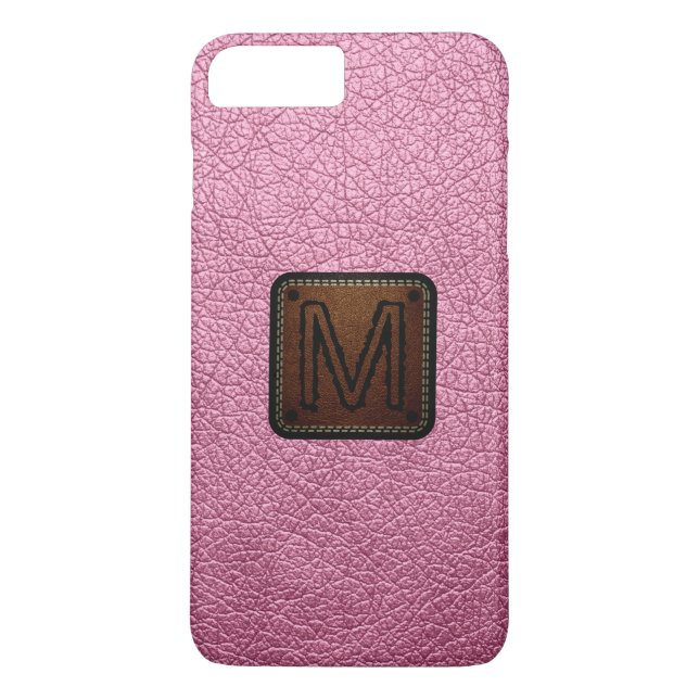 Amaranth pink Leather Look Monogram Case-Mate iPhone Case (Back)