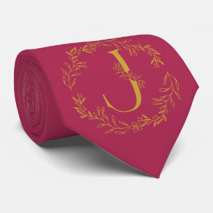 Amaranth purple Colour Monogrammed Groomsmen Tie
