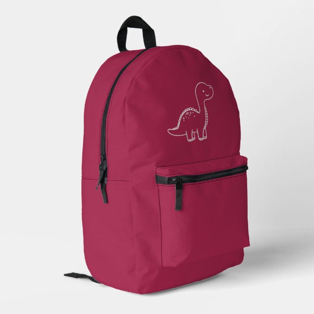 Amaranth purple Solid Colour Printed Backpack (Back Corner Left)