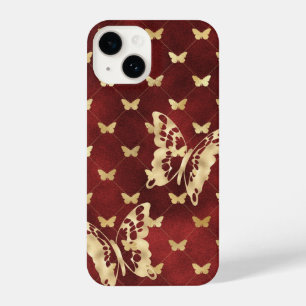 Amaranth Suede Golden Butterflies iPhone 14 Cases
