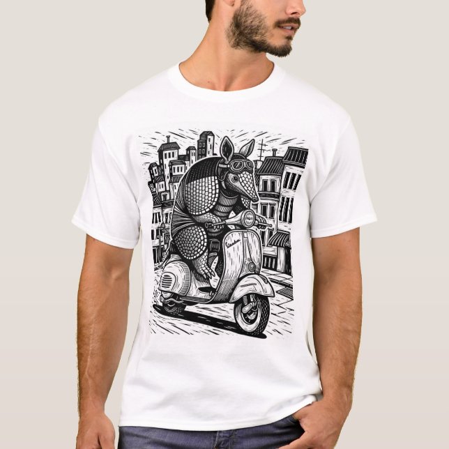 Amardillo riding a Vespa T-shirt (Front)