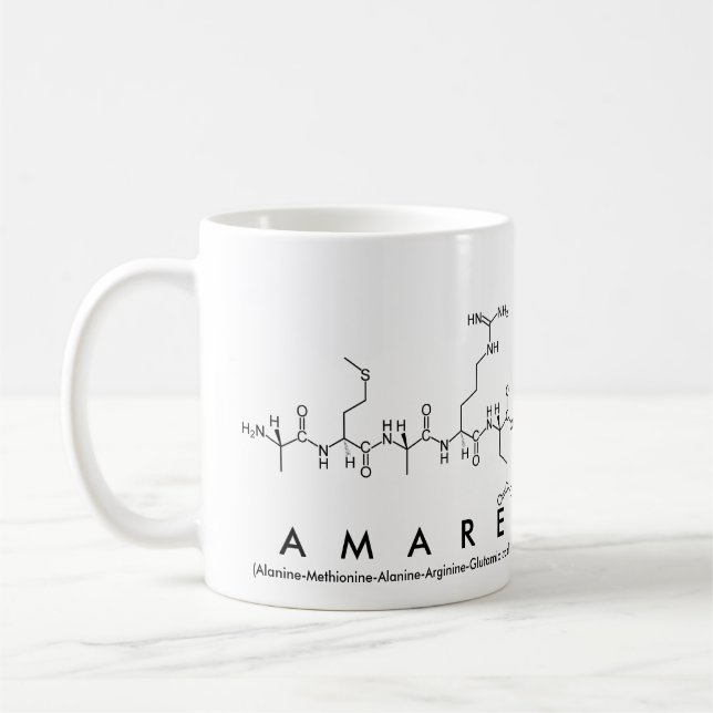 Amare peptide name mug (Left)