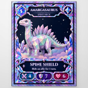 Amargasaurus Dinosaur, Rainbow Foil Art Postcard