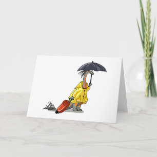 Amargasaurus Holding Umbrella And Suitcase. Card