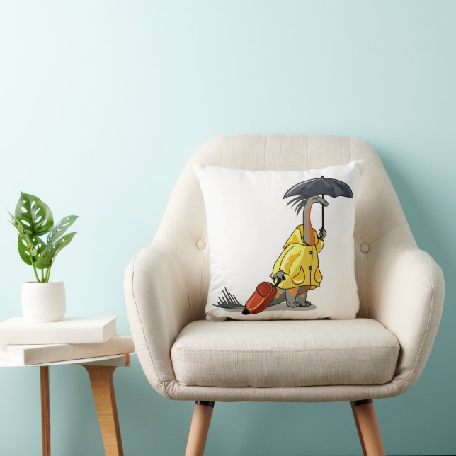 Amargasaurus Holding Umbrella And Suitcase. Cushion (Chair)