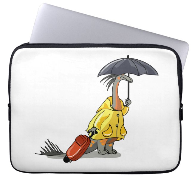 Amargasaurus Holding Umbrella And Suitcase. Laptop Sleeve (Front)