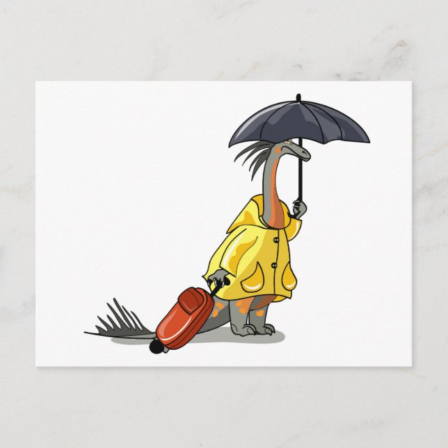 Amargasaurus Holding Umbrella And Suitcase. Postcard (Front)