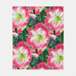 Amarilis pink white colour gentle flower fleece blanket