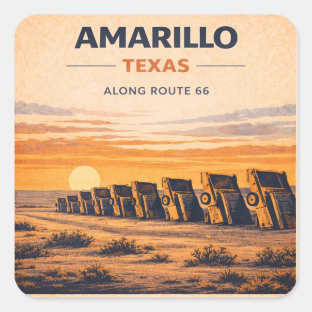 Amarillo Route 66 Sunset Highway Decal Gift Square Sticker (Front)