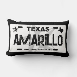 Amarillo Texas black license plate pillow
