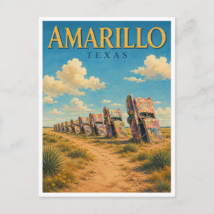 Amarillo Texas Cadillac Ranch GeoSaga Postcard