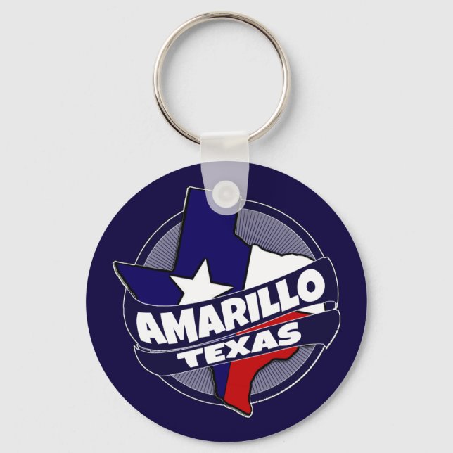 Amarillo Texas flag burst keychain (Front)