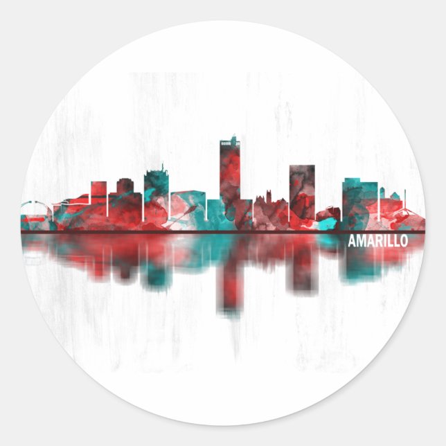 Amarillo Texas Skyline Classic Round Sticker (Front)