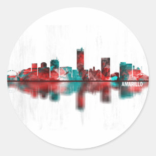 Amarillo Texas Skyline Classic Round Sticker