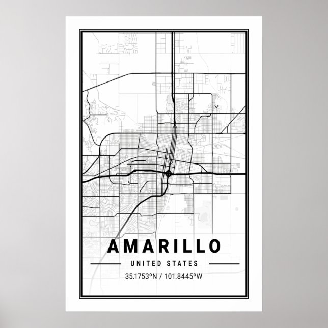 Amarillo Texas USA City Travel City Map Poster (Front)