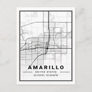 Amarillo Texas USA Travel City Map Poster Postcard