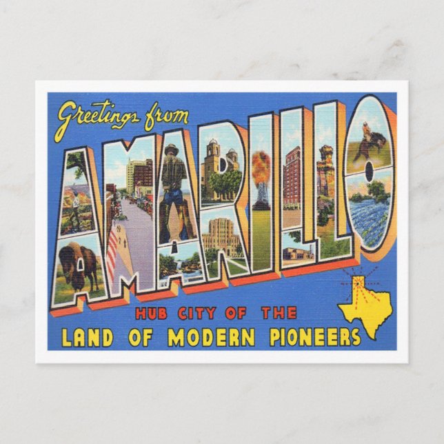 Amarillo, Texas Vintage Big Letters Postcard (Front)