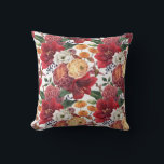 Amaryllis and Chrysanthemums Floral Pattern Cushion<br><div class="desc">This botanical pillow adds a floral accent to any room. It features a floral pattern of amaryllis,  ranunculus,  anemones and chrysanthemums. This moody floral pillow is perfect for all seasons and occasions. Matching items are available.</div>
