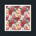 Amaryllis and Chrysanthemums Floral Pattern Napkin<br><div class="desc">These botanical paper napkins add a floral accent to your event table setting. It features a floral pattern of amaryllis,  ranunculus,  anemones and chrysanthemums. These moody floral paper napkins are perfect for any occasion. Matching items are available.</div>