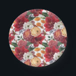 Amaryllis and Chrysanthemums Floral Pattern Paper Plate<br><div class="desc">These botanical paper plates add a floral accent to your event table setting. It features a floral pattern of amaryllis,  ranunculus,  anemones and chrysanthemums. These moody floral paper plates are perfect for any occasion. Matching items are available.</div>