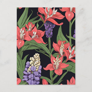 Amaryllis and Lupines Floral Design Postcard