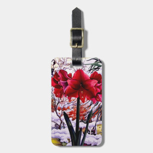 Amaryllis by Snow Window Luggage Tag