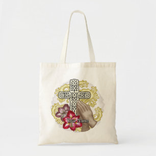 Amaryllis Christian Cross Tote Bag