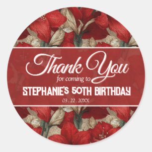 Amaryllis Flower Forty Birthday Gift For Sister Classic Round Sticker
