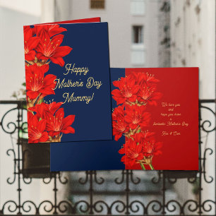 Amaryllis Flowers Happy Mothers Day Message Card