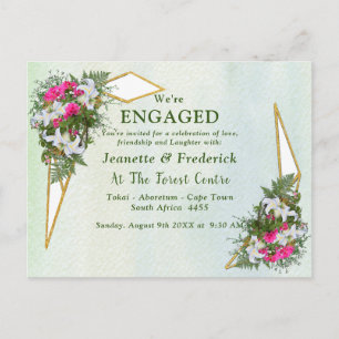 Amaryllis lilies, ferns & Red-pink Blossom Invitation Postcard