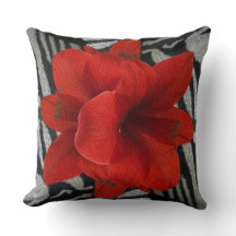 Amaryllis on Zebra Print Floral Graphic Pillow