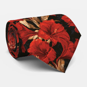 Amaryllis Pattern Anniversary Boho Wedding Tie