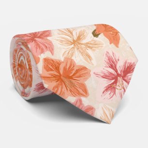 Amaryllis Pattern Father Groom Seaside Wedding Tie