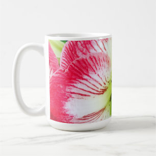 Amaryllis pink white colour gentle flower branch coffee mug