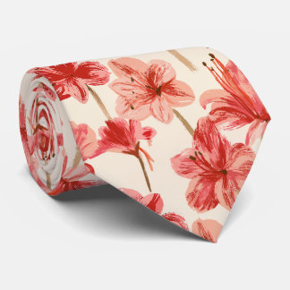 Amaryllis Print Groomsman Summer Wedding Tie