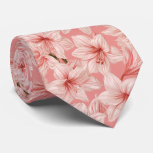 Amaryllis Print Groomsmen Modern Wedding Tie