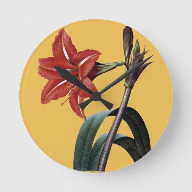 Amaryllis Striped Round Clock (Front)