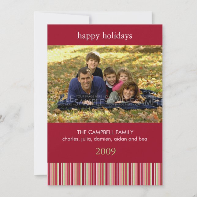Amaryllis Stripes :: Christmas Photo Card / Invite (Front)