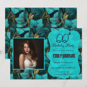 Amaryllis Theme Adult Birthday Unique Invitation