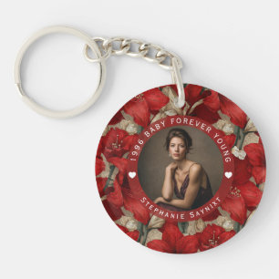 Amaryllis Theme Women Birthday Gift For Her Key Ring