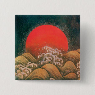 AMATERASU , SUN GODDESS ,red black brown 15 Cm Square Badge
