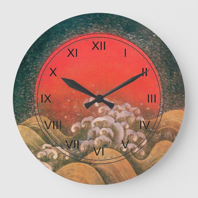AMATERASU ,SUN GODDESS red brown black Large Clock (Front)