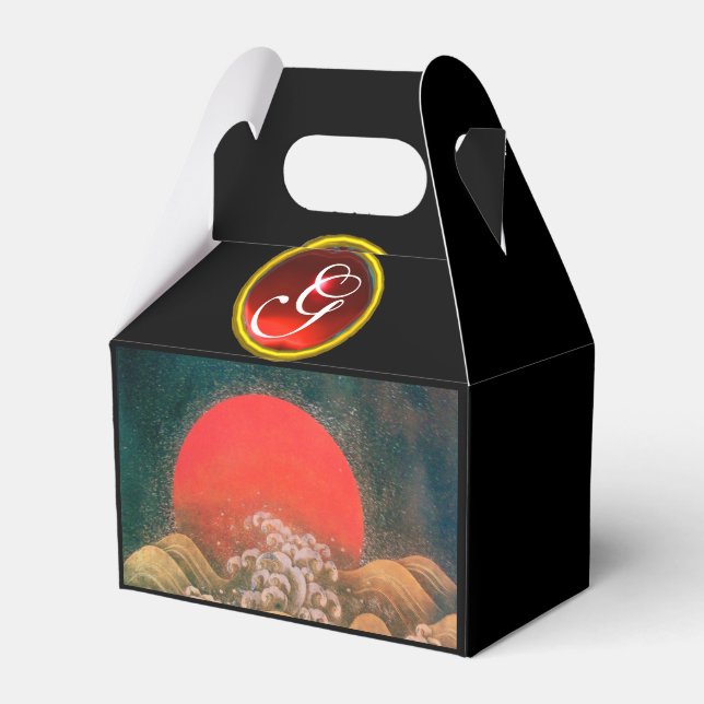 AMATERASU SUN GODDESS,RED GEM MONOGRAM Black Brown Favour Box (Front Side)